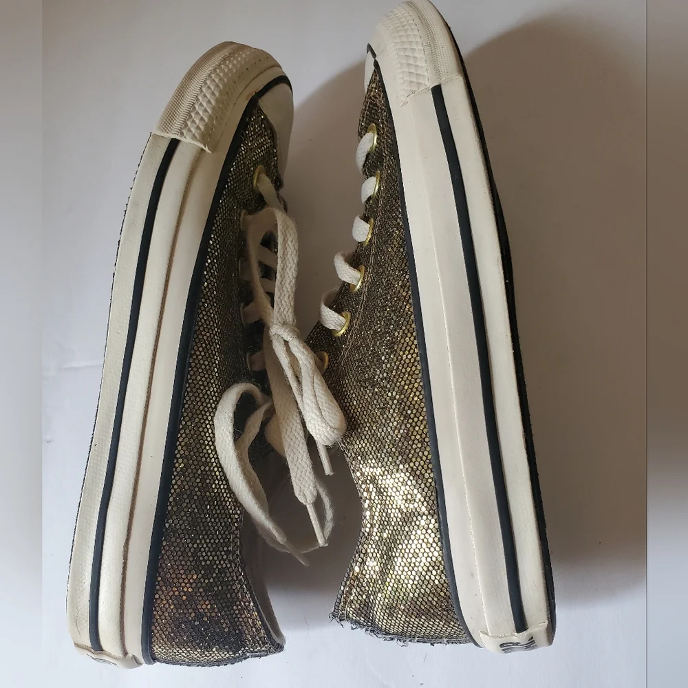 Converse Rare Women's Gold Glitter Rubber Chuck Taylor All Star OX Canvas Sz 7.5 - Picture 4 of 7